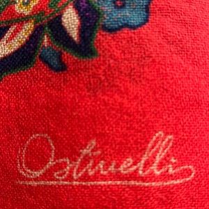 Ostinelli Vintage Flower Square Scarf Shawl Large Fringe Edge